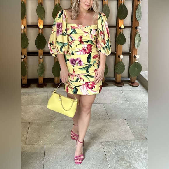 New! PatBO Laelia Flora Mini Puff Sleeve Dress 🌼🌼 size 10 - Picture 8 of 15